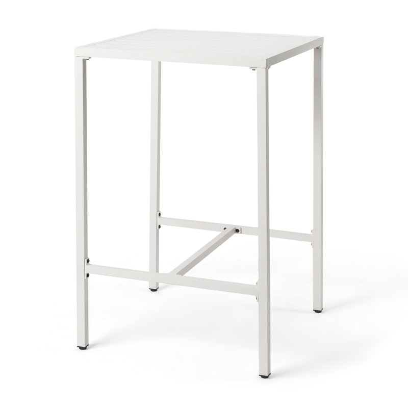 27 Inch Outdoor Aluminum Bar Table,White, White