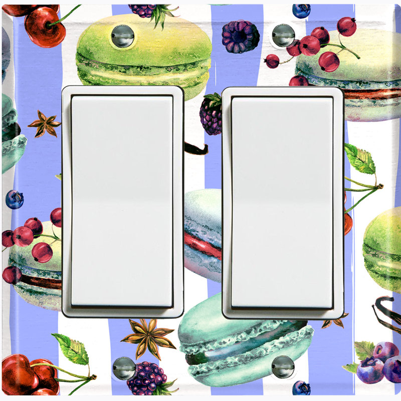Patterned 2 - Gang Rocker Standard Wall Plate, Green Purple