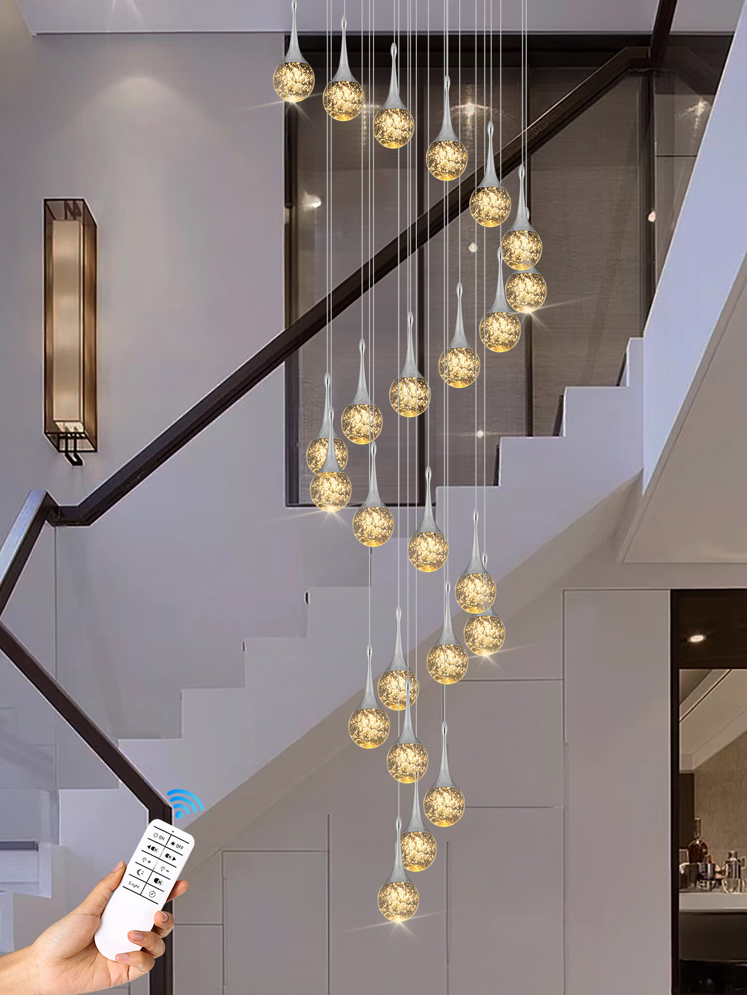 Brayden Studio® 24-light Silver Led Raindrop Ceiling Lamp Crystal Ball ...