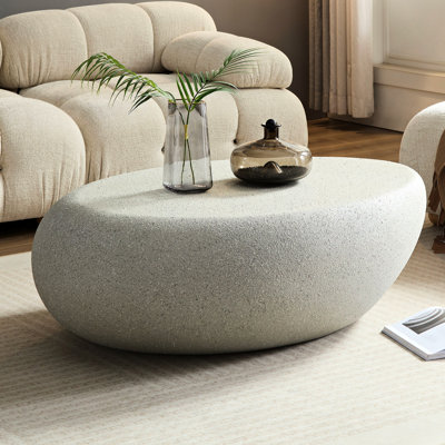 Table en fibre de verre sans assemblage, roches elliptiques de 43,79 po mates pour la décoration de l'espace de vie