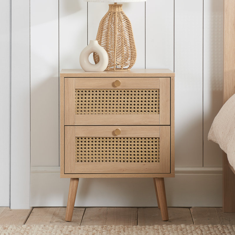 Noemi 2 Drawer Bedside Table, Oak