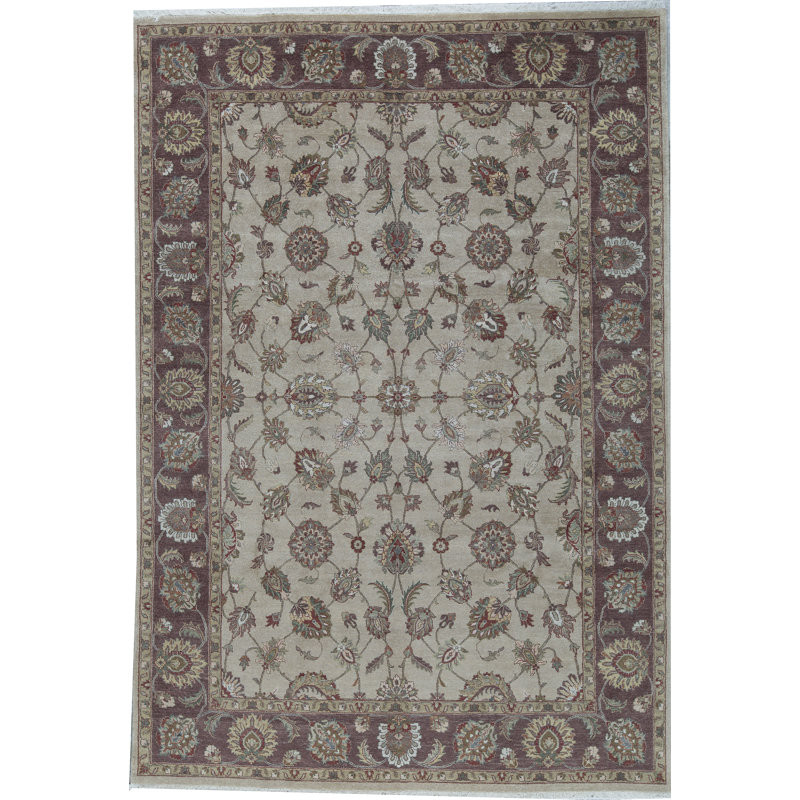 Tapis beige et brun noué à la main de haute qualité