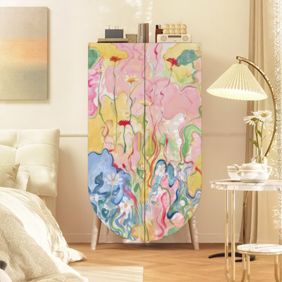 Armoire nordique en bois massif de style crème