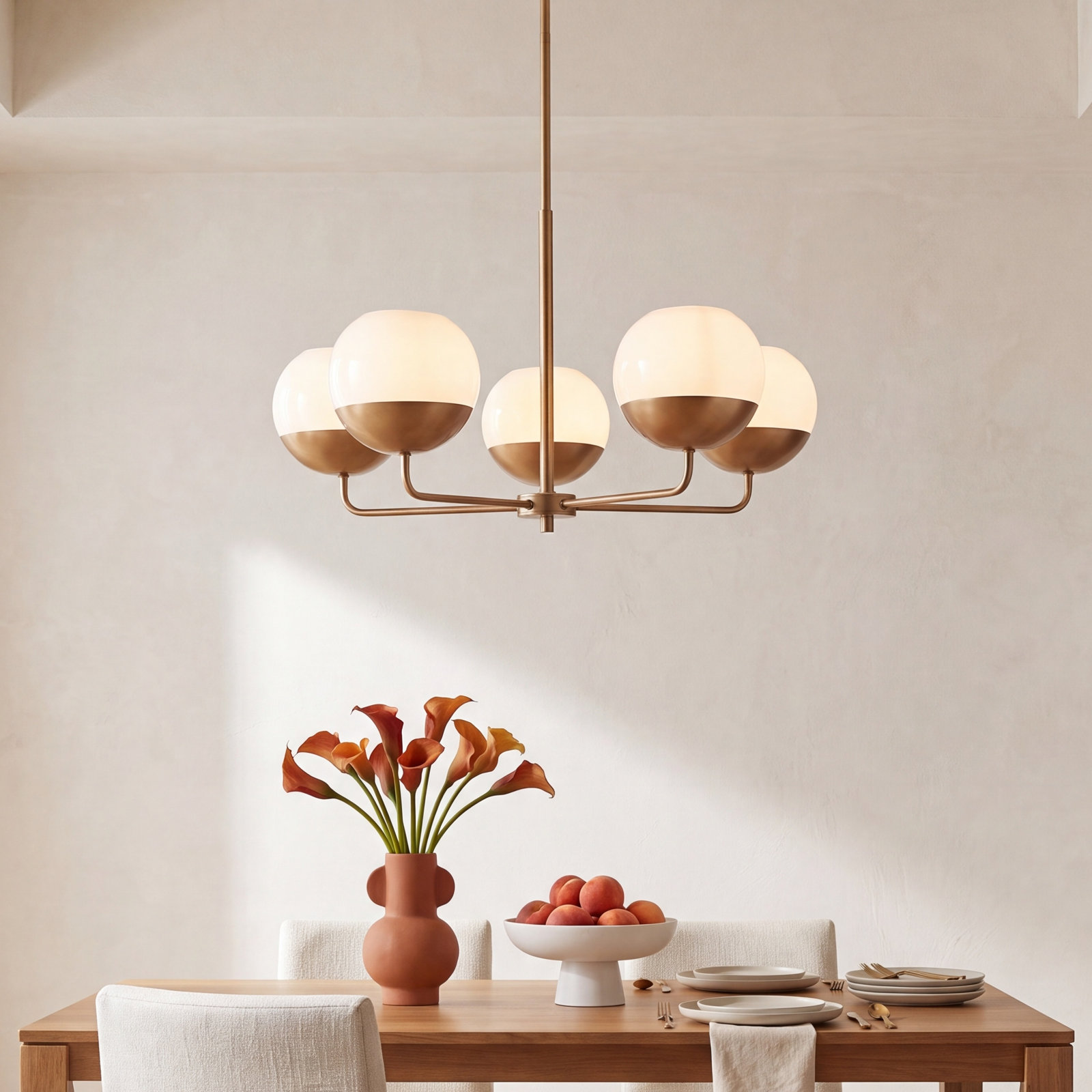 Avoca 5 - Light Dimmable Chandelier, Satin Brass