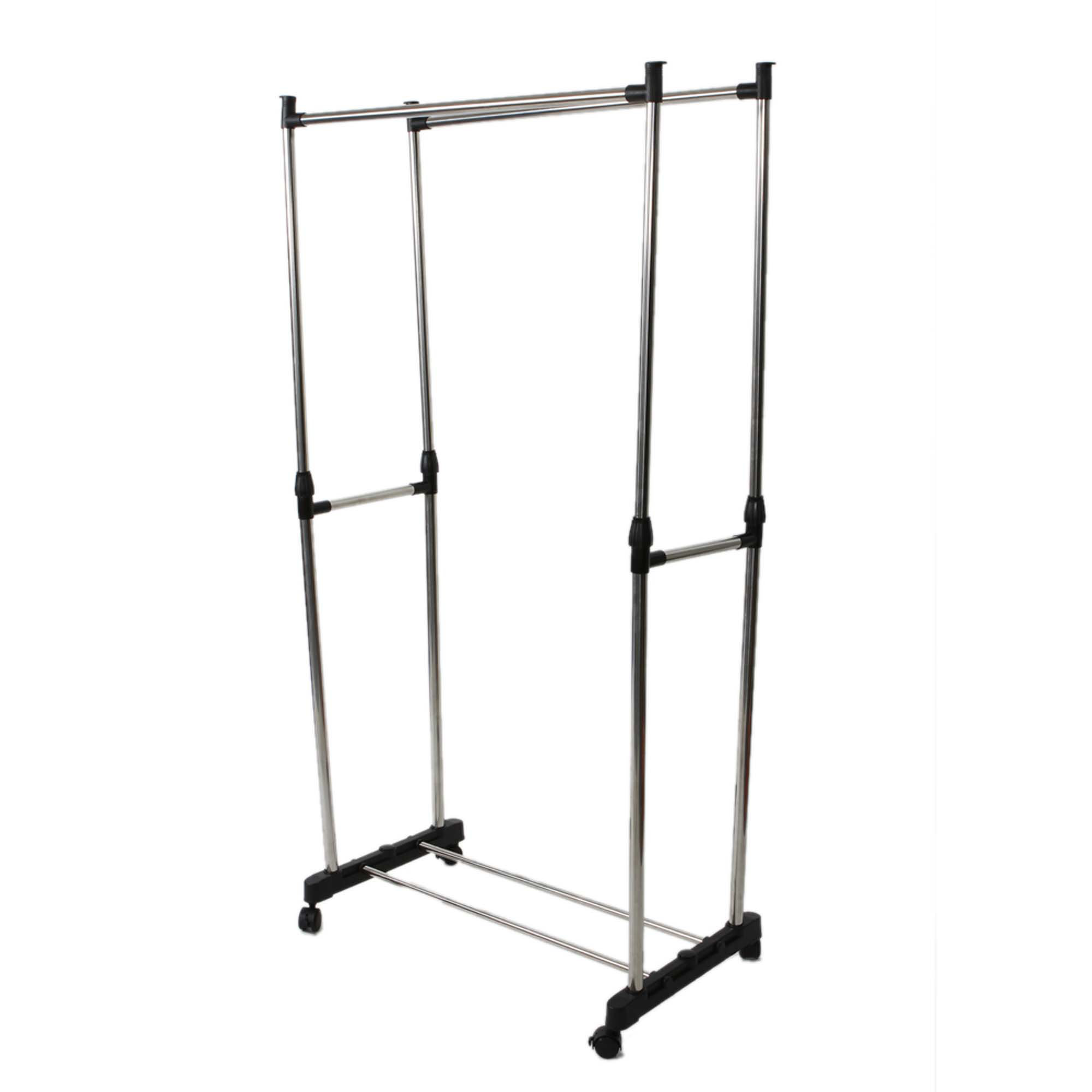 Strecging Rack George Oliver Dual-Bar Vertically-Stretching Stand Clothes Rack With ...