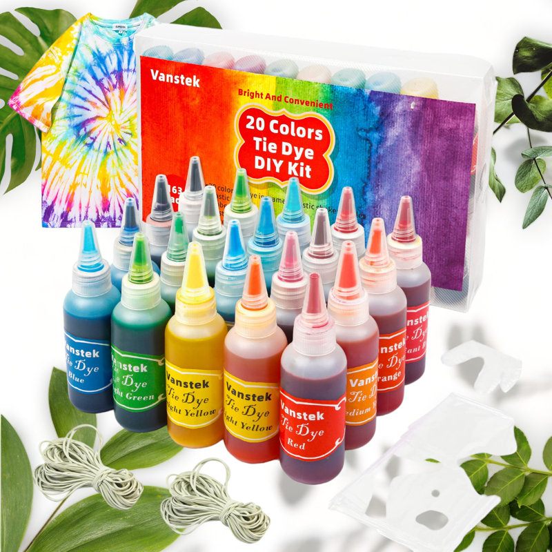Rainbow Burst Tie Dye Kit with 20 Colors and Rubber Bands