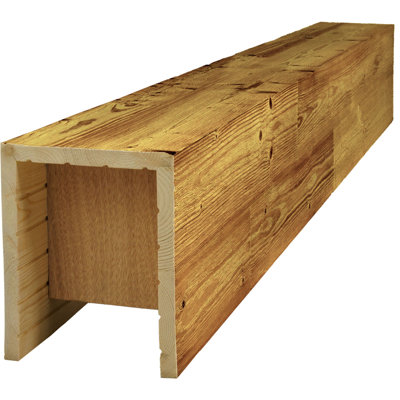AmeriCraft Wood Wire Brushed Beam, 3-Sided (U-Beam), 9 1/2"W x 11 1/2"H x 120"L, Golden Pecan Finish, Stain Grade Pine
