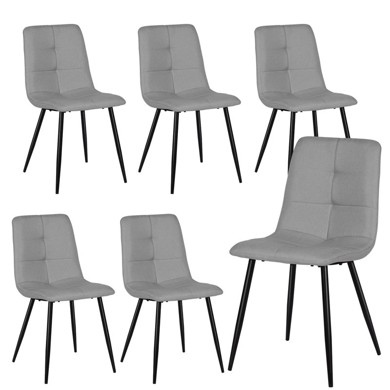 49cm H Fabric Upholstered Metal Upholstered Back Side Chair, Grey