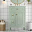 Meuble-lavabo de 24 pouces avec lavabo, armoire en bois massif et panneau de fibres à densité moyenne avec un tiroir rabattable, deux tiroirs standard et une tablette réglable, meuble-lavabo vert autoportant pour le rangement de la salle de bain-1893856599