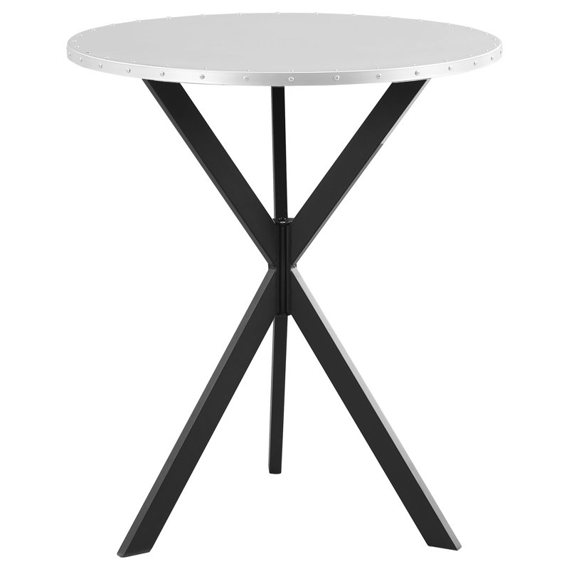 Iridissa Round Metal Top Bar Table in Silver and Black