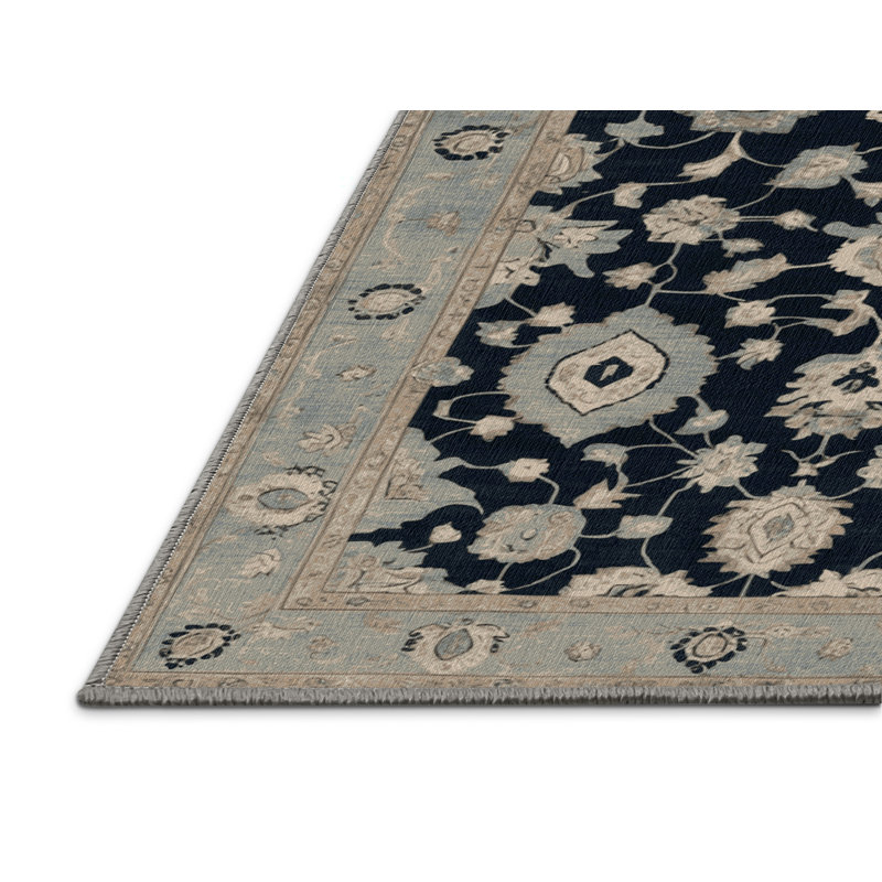 Tapis gris lavable à la machine, Rond 4 pi