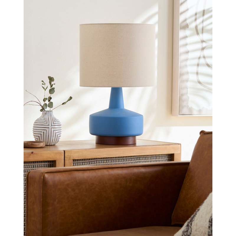 Minta Ceramic Table Lamp, Baby Blue, Beige