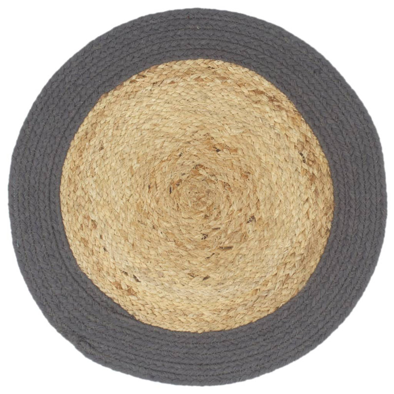 Ferry Solid Colour Round Placemat, Natural/Anthracite