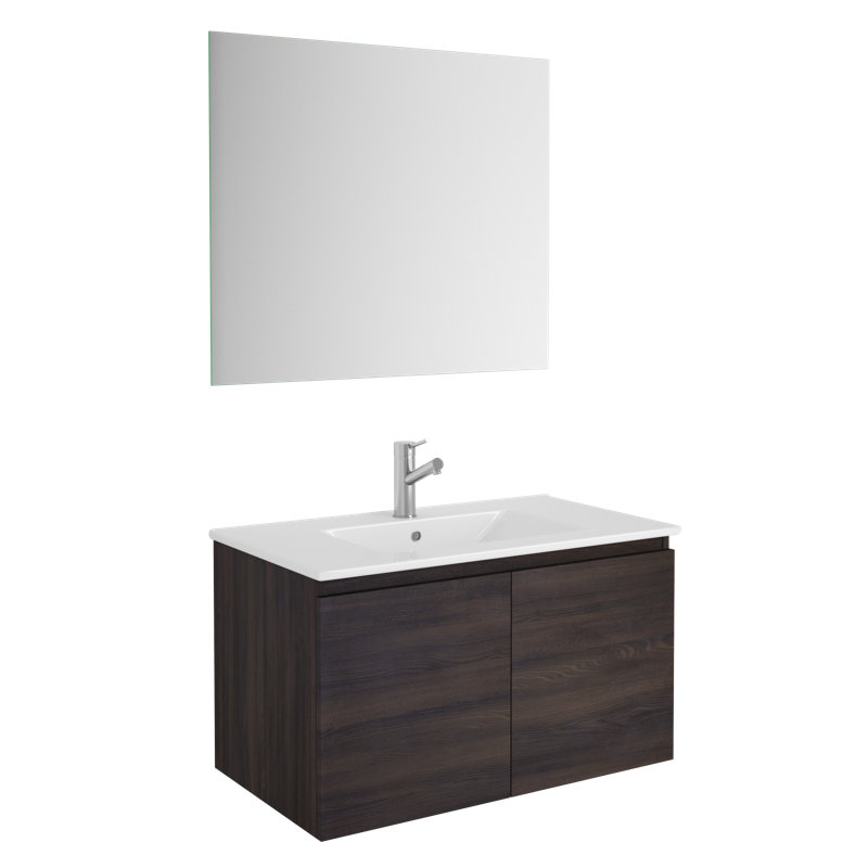 Jasso 32'' Single Bathroom Vanity with Ceramic Top, Brown