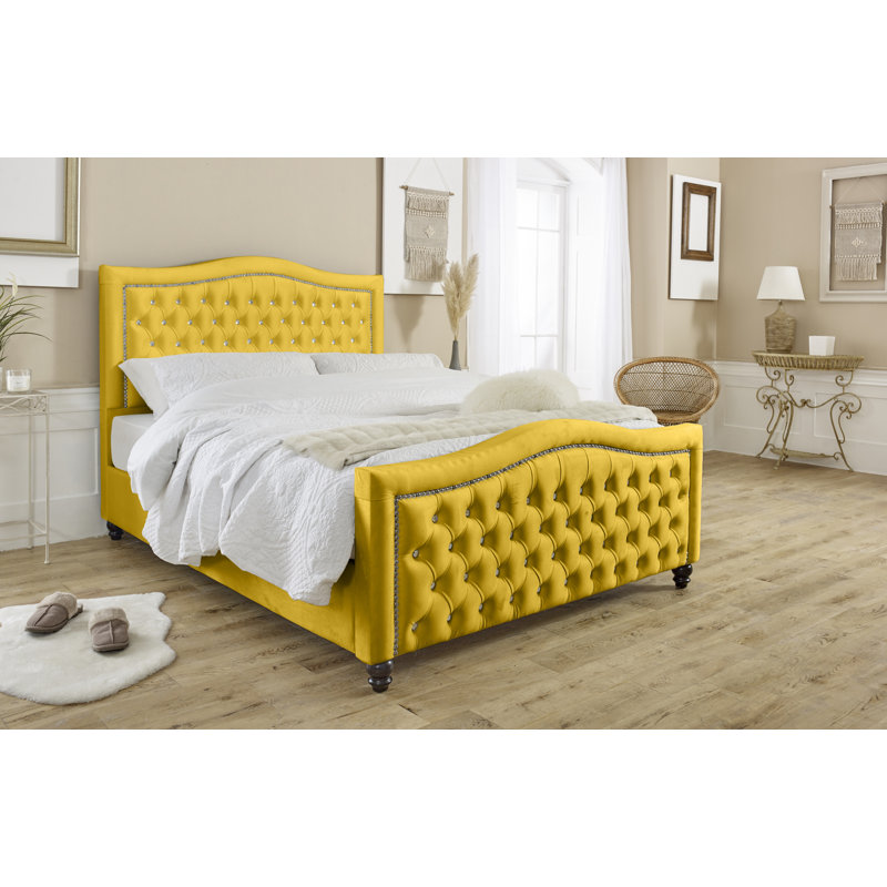 Jaya Upholstered Bed, Mustard Gold, Kingsize (5')