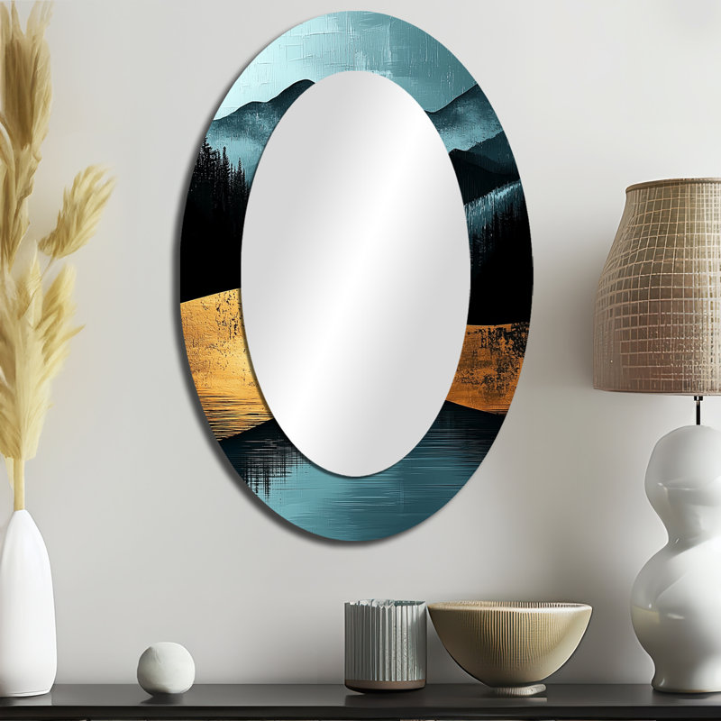 Miroir mural Minimal Forest And Peaks Solitude Horizon II - Doré, 36 po x 24 po