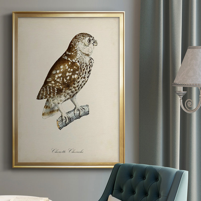 «French Owls I», impression sur papier, Or, H 42,5 po x l 30,5 po x P 1 po