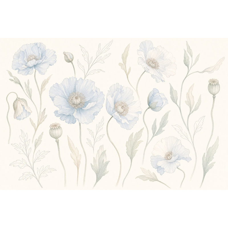 Papier peint floral coquelicots coquelicots, 140 po x 108 po, Texturé non collé