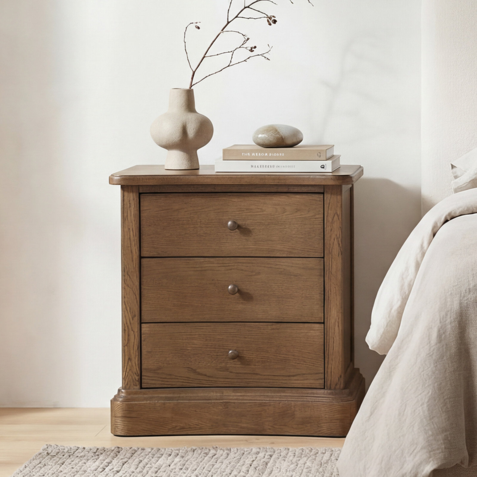 Rochelle Oak Nightstand, Dark Brown