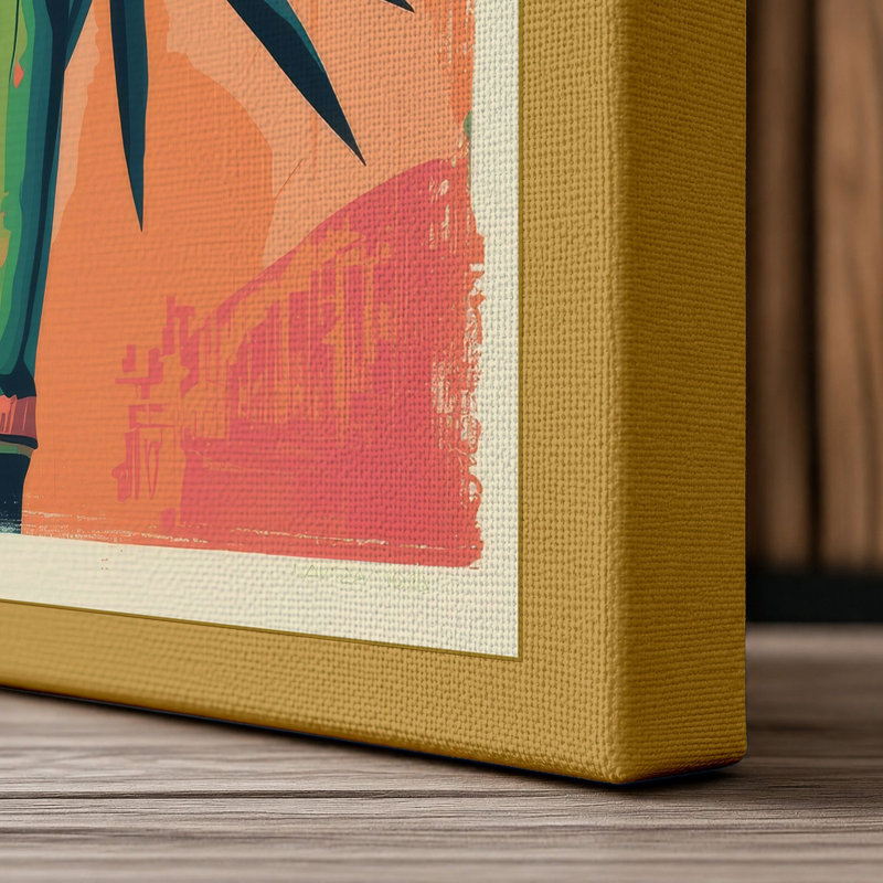 Three Bamboo Stalks Botanical - Wrapped Canvas, 18x12 - 45.7 x 30.5 cm, Ochre Border