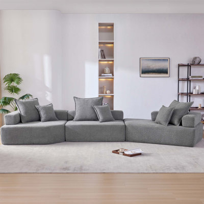 Oversized Modular Sectional Sofa,Luxury Boucle Floor Couch Set,Convertible Compressed Couch,Spacious Foam-Filled Sofa For Living Room,3 PC Free Combination