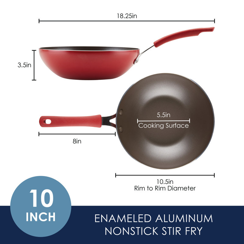 Rachael Ray Cook Create Aluminum Nonstick Stir Fry Pan, Red