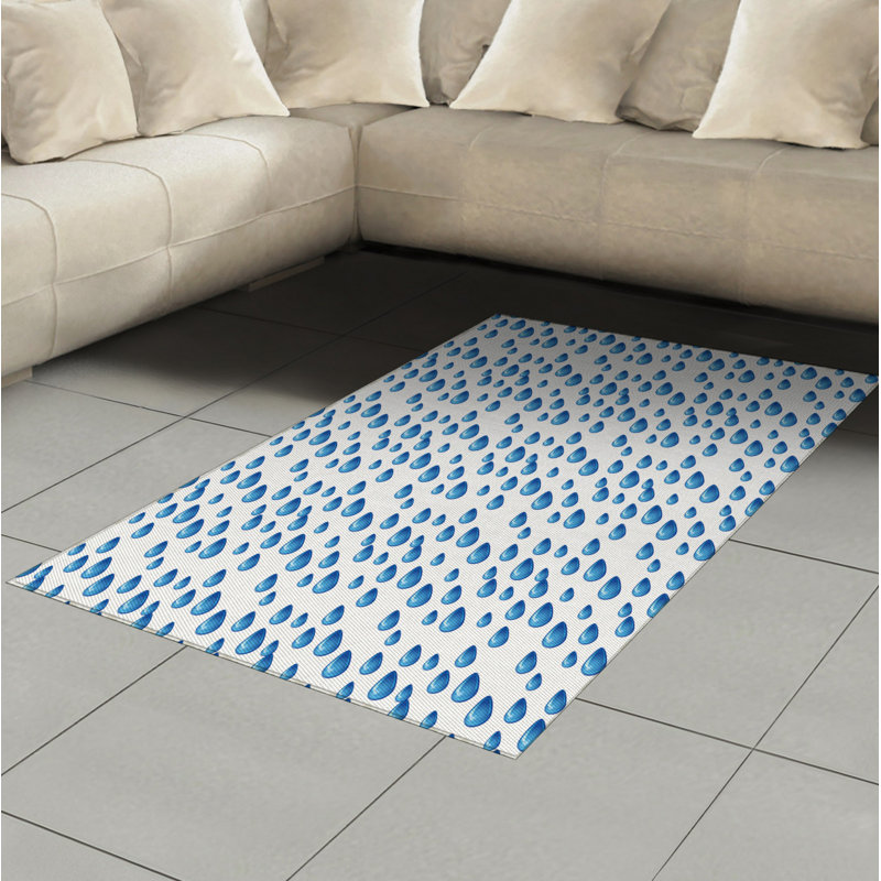 Blue High Density Long Fiber Poly Threads Decorative Area Rug Carpet, Rectangle 4' x 5'8"