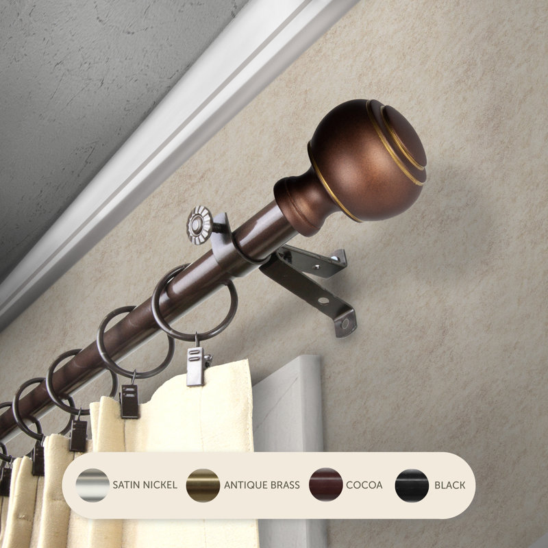 Tringle à rideaux 3/4 po Jaylin, 28" – 48", Cacao