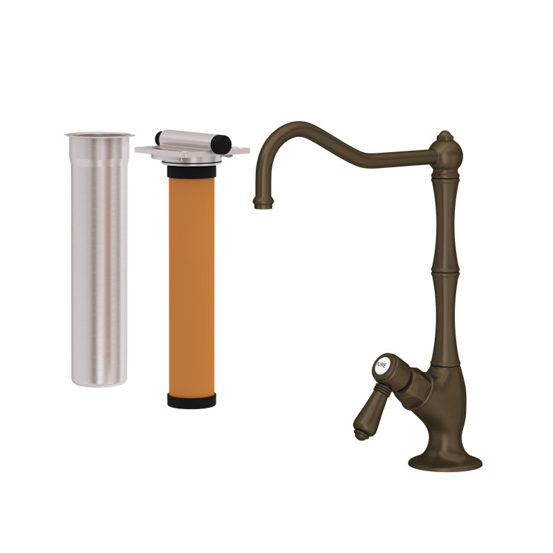 Acqui® Filter Single Handle Kitchen Faucet, Tuscan Brass, Metal mini lever
