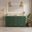 Meuble-lavabo 60 po, meuble-lavabo avec cadre en bois massif, comptoir autoportant avec 2 lavabos vert-126233200-126233201