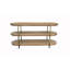 Console en brun, largeur du colis et café au lait de 116 lb avec tablettes de rangement, profondeur 61,2 64 po
