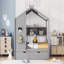 Lit double en bois avec lit gigogne en bois, design moderne pour enfants avec tablettes de rangement, gris-161018061-161018056