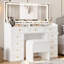Ensemble de meuble-lavabo 11 tiroirs en bois manufacturé avec miroir DEL et tabouret 