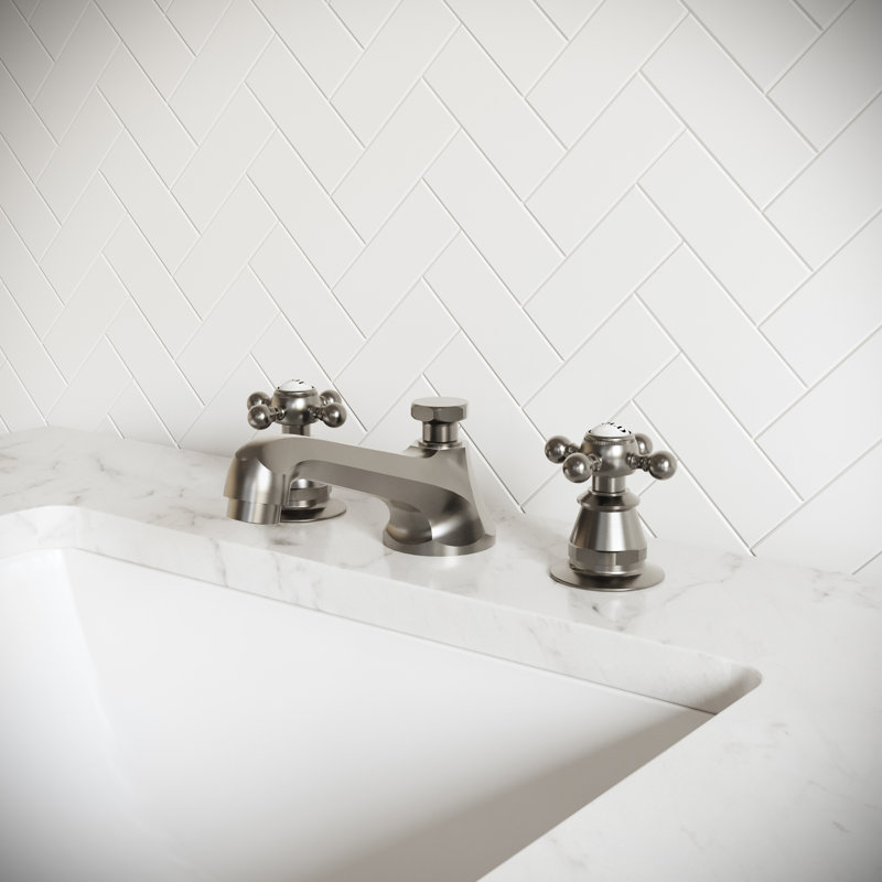 Carlson 2-handle Bathroom Faucet with Drain Assembly, Brushed Nickel, Cross Handle