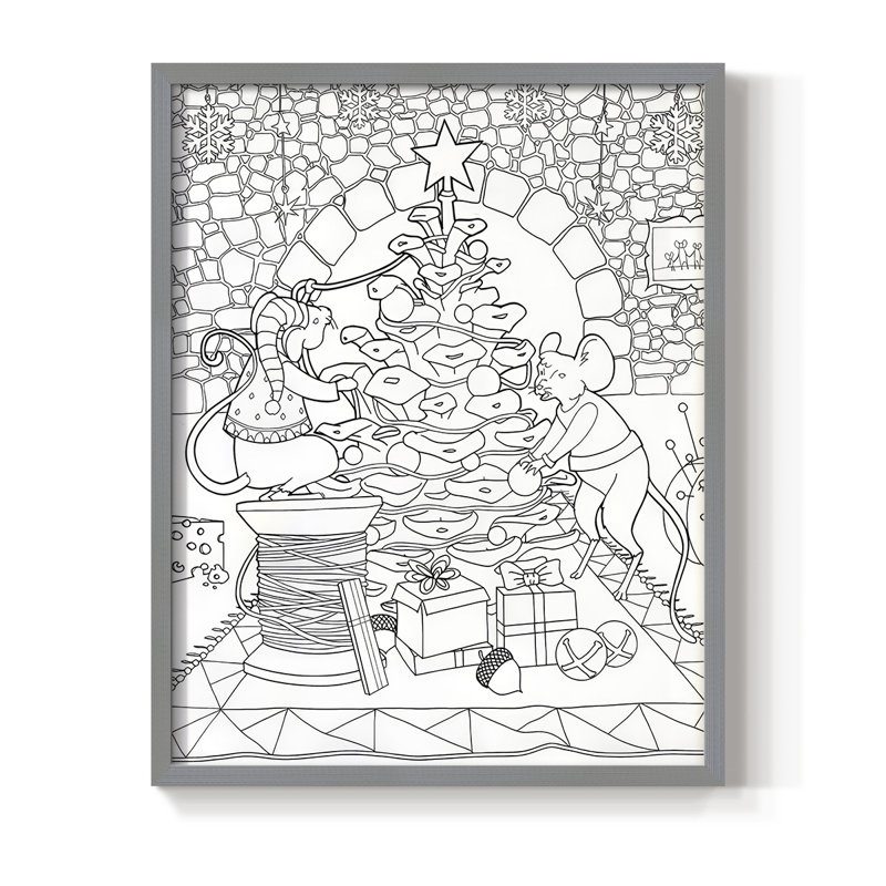 Reproduction encadrée de créatures - bois massif, Gris, H 15 po x l 12 po