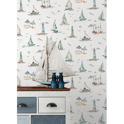 Set Sail Blue Green Peel and Stick Wallpaper
