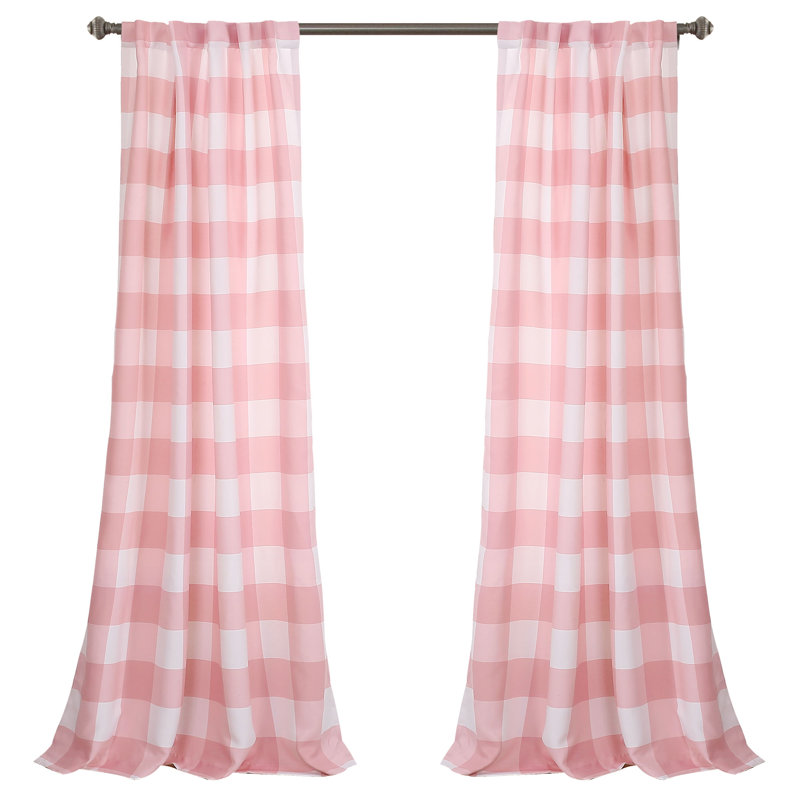 Kelly Checker Room Darkening Curtain Pair, Pink, 52" W x 84" L