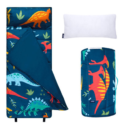 Wildkin Kids Microfiber Nap Mat – Soft  Sleep Mat with Pillow, Ideal for School & Travel - Jurassic Dinosaurs