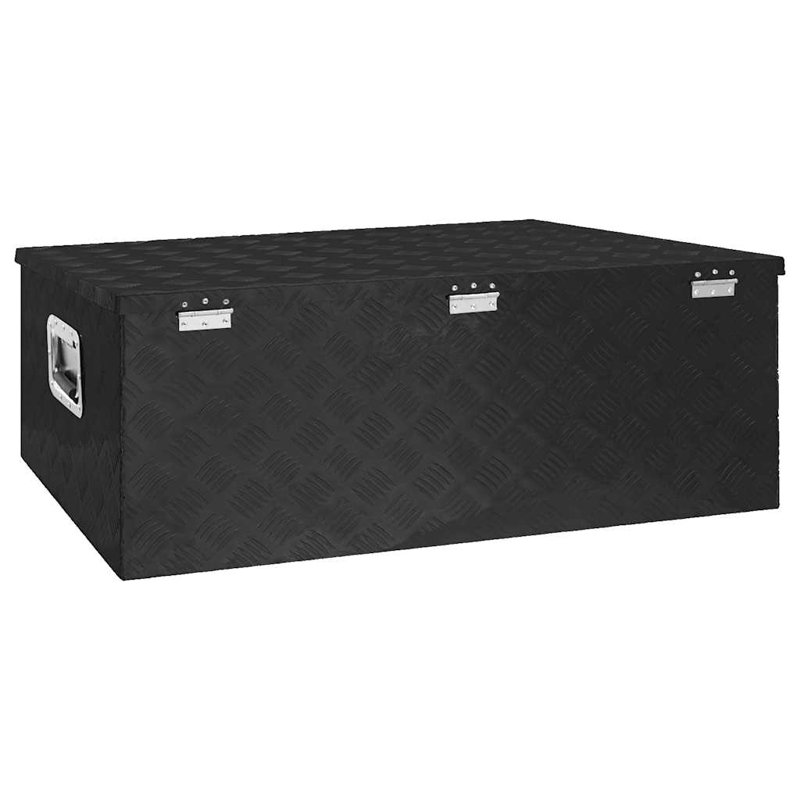 Boîte à outils Boîte de rangement extérieure avec système de verrouillage Coffre à outils en aluminium, Noir