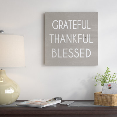 «Grateful Thankful Blessed», reproduction d'art textuel sur toile tendue