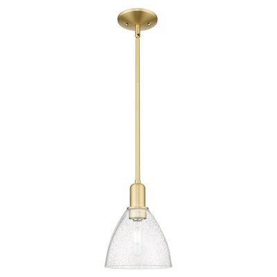 Arcadia - Bristol - 1 Light 8" Stem Hung Mini Pendant - Satin Gold Finish - Seedy Shade