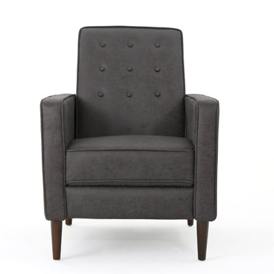 Fabric Recliner Chair Mid-Century Modern Recliner Pushback Single Recliner Sofa With Thicker Seat Cushion Tufted Upholstered Sofa With Wooden Leg For Living Room Bedroom