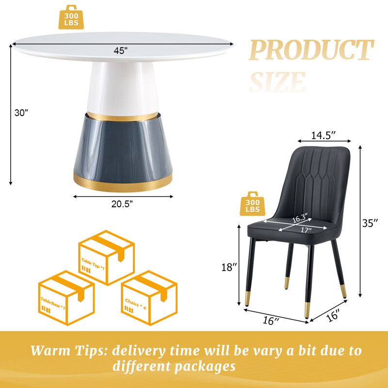 Nerita Circular 45'' L x 45'' W Dining Set, Black