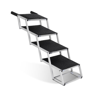 Foldable Portable Dog Ramp And Pet Stairs For Large Dogs - Non-Slip Surface, Sturdy Support Up To 250 Lbs For Cars, Suvs, And Trucks