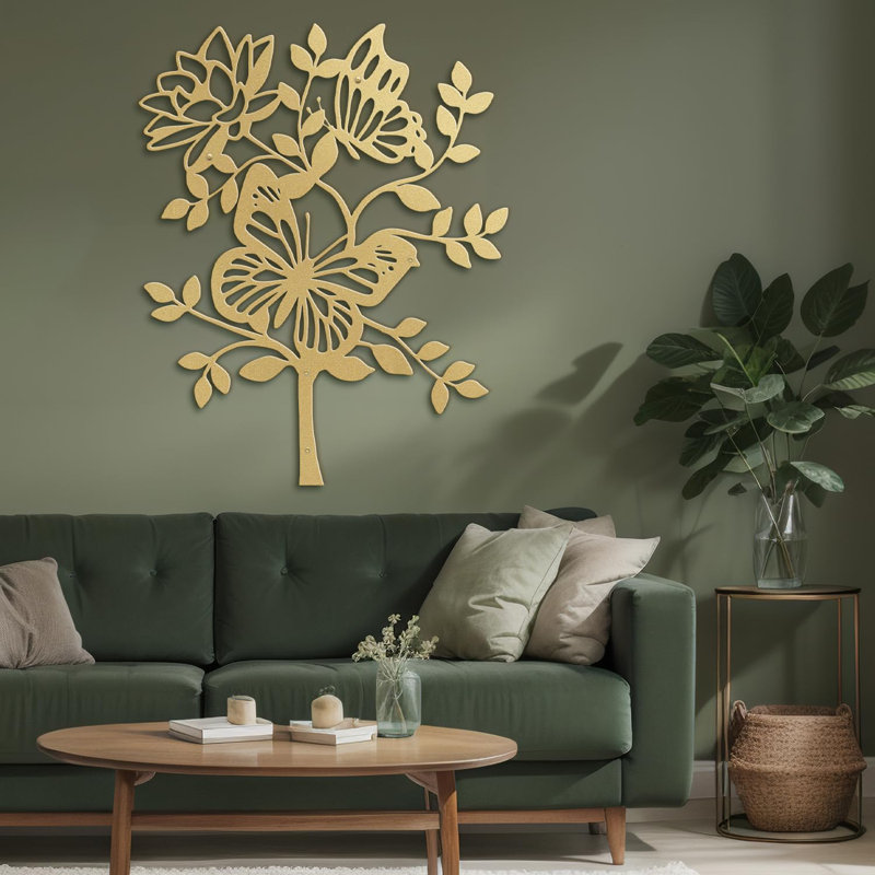 Décoration murale en métal, Or, H 30 po x l 20 po x P 0,05 po