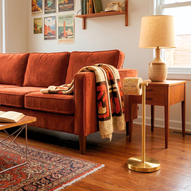 Porte-papier hygiénique sur pied, Or brossé