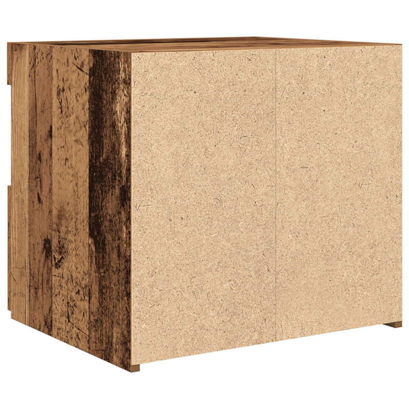 Bedside Cabinet With LED Lights 50X40x45 Cm, Old Wood