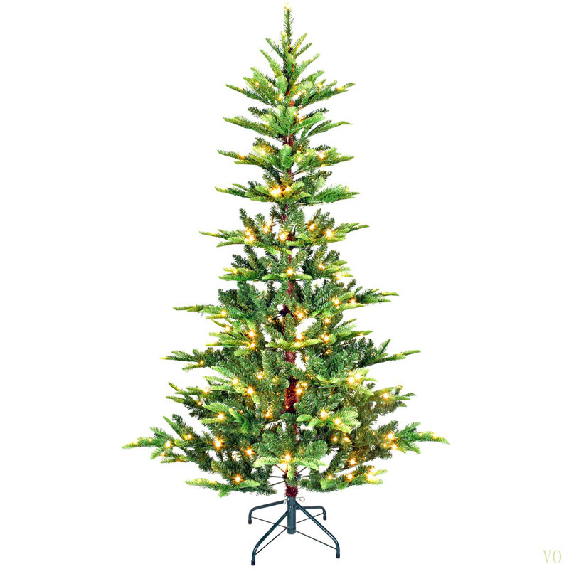 Arbre de Noël 4 pi avec 100 lumières DEL chaudes, 298 pointes en PE + PVC, fil à mémoire dépliable, structure à charnière et support en métal stable - arbre de Noël à assemblage facile
