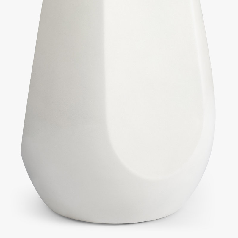 White Round Glass Fiber Pedestal End Table