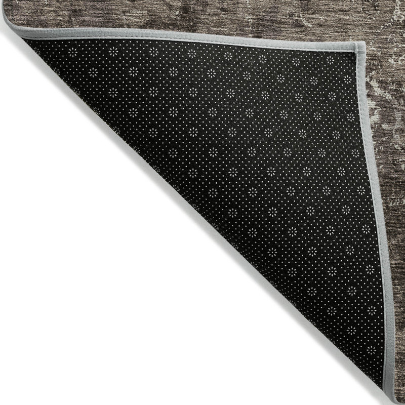 Tapis d'intérieur lavable à motif floral brun et ivoire 5 pi x 8 pi